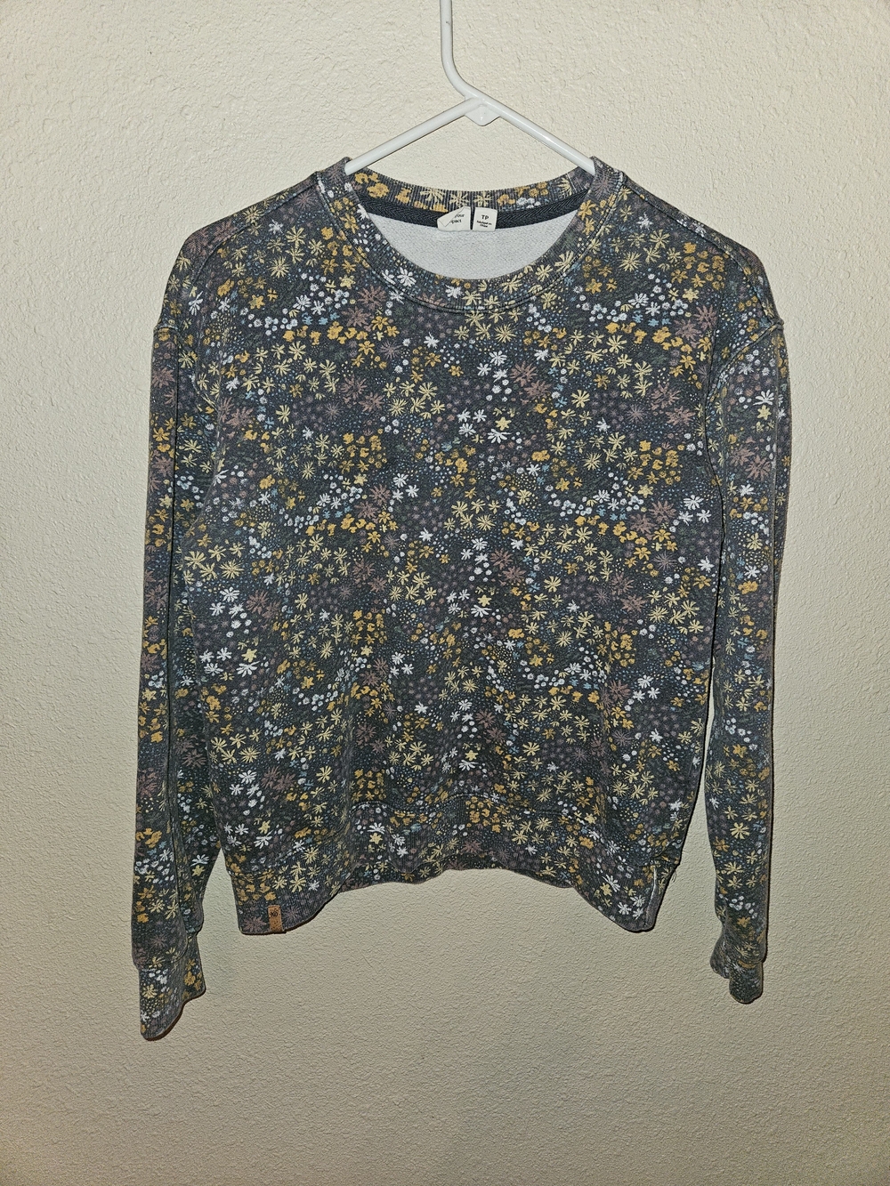 tentree Floral Crew Sweatshirt - Gray Multi with Yellow & White Accents